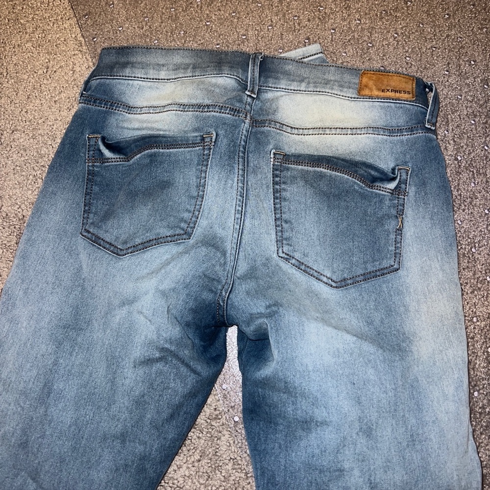 Express Mid Rise Light Wash Jean Leggings Stretch Plus - Picture 4 of 6